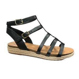 Black Espadrilles Strappy Sandals, Size 9